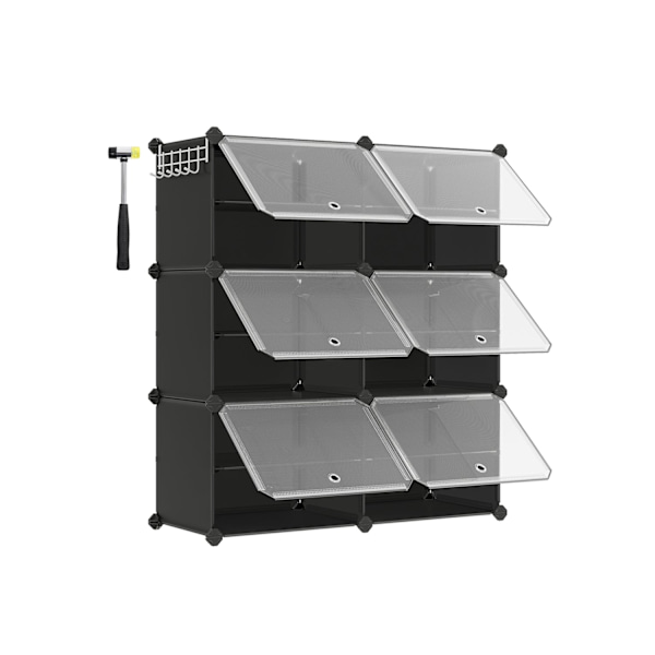 Rootz 9 Cube Storage Organizer - Sort - ABS-plastik - Stålramme - Rummelige rum - Nem montering - 32cm x 124cm x 94cm