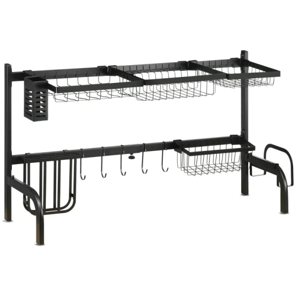 Rootz Dish Drainer - Justerbar längd - Många element - Flexibelt arrangemang - Svart - 93 x 30 x 52cm