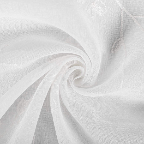 Rootz broderede gennemsigtige blomstergardiner - Vinduesgardiner - Dekorative paneler - Gennemskinnelige voile-ophæng - Elegant boligindretning - Hvid