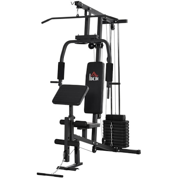 Rootz Gym Multi-gym - Fitness Station - Multi-gym - Fitnesscenter - Fitness udstyr inklusive vægte med rullepolstring - Sort - 148 x 108 x 207 cm