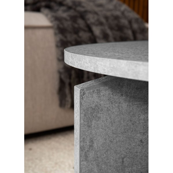 Rootz Moderne sofabord - Round Table - Betonudseende - Rummelig opbevaring - 70 cm x 70 cm x 33 cm
