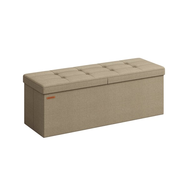 Rootz Camel Brown sædekiste - Opbevaring Ottoman - Fodstøtte - MDF-konstruktion - Imiteret linnedpolstring - Skumpolstring - 38cm x 110cm x 38cm - 9,1