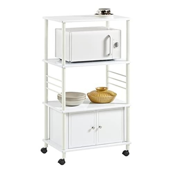 Rootz White Mikroaaltohylly - Keittiön pyörällinen säilytysvaunu - Keittiökaappi - 3 hyllyä + 1 kaappi