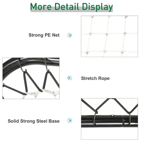 Rootz Rebounder Net - Fotboll Rebounder Net - Vikbart Kickback Goal - Rebound Wall Net - Justerbart - Svart - 78 x 84 x 65-78 cm