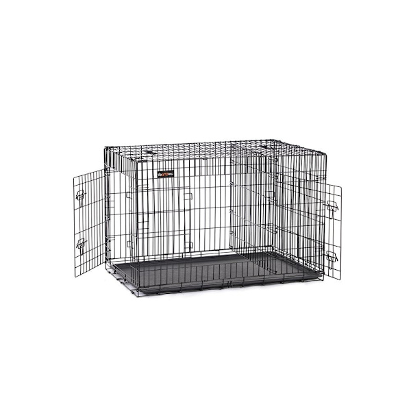 Rootz hundbur med 2 dörrar - Tvådörrars hundgård - Hopfällbar hundbur - Mångsidig - Robust hundbur - Järntråd - Svart - 122 x 74,5 x 80,5 cm (L x B x
