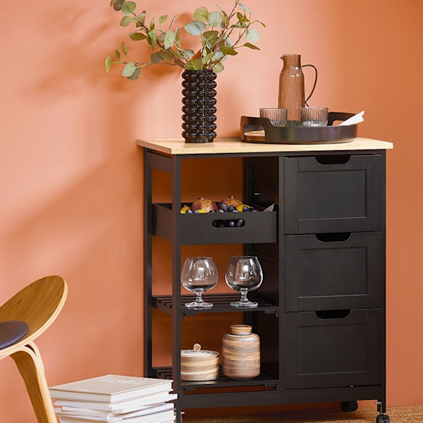 Rootz förvaringsskåp - byrå - Organizer - MDF och furu - 67cm x 84,5cm x 37cm - Mobil med hjul - Finns i 3 färger
