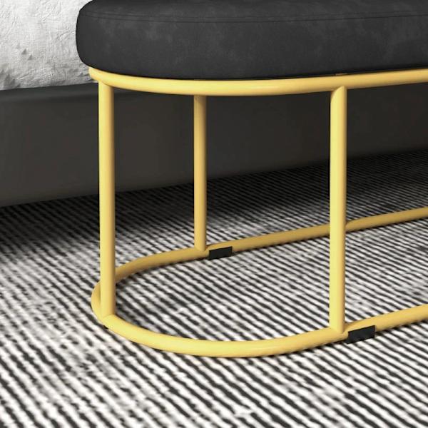 Rootz Skobænk - Retro Design - Sengebænk - Gangbænk - Fløjlslook - Op til 200 kg - Metalstel - Sort - 100 X 37 X 43 cm