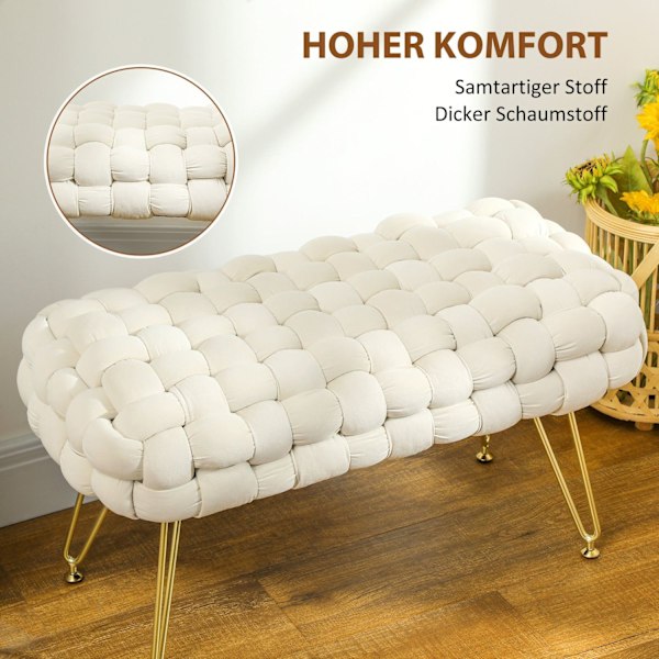 Rootz Moderne afføring - Ottoman - Soveværelsesbænk - Velvet Stof Comfort - 76 cm x 38 cm x 41,5 cm