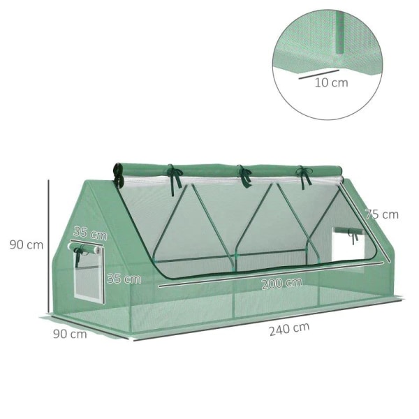 Rootz Mini Greenhouse - Väderbeständig - Roll Up Window - Grön -