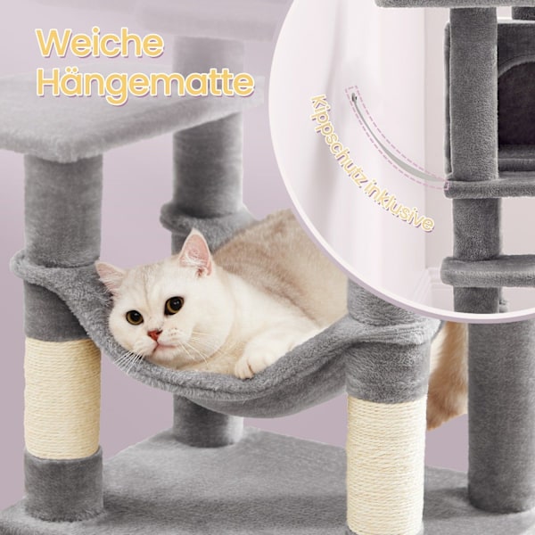 Rootz Multi -Storey Cat Tree - Raaputtaminen Post - Kissan torni - Ihanteellinen pelaamiseen - 45 x 35 x 112 cm