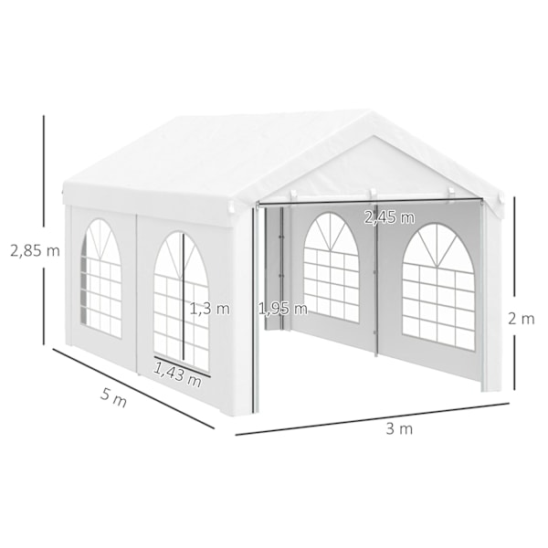 Rootz Reception Tent Pavilion - Telt Barnum - Tagtelt - Holdbart materialer - 500 cm x 300 cm x 285 cm