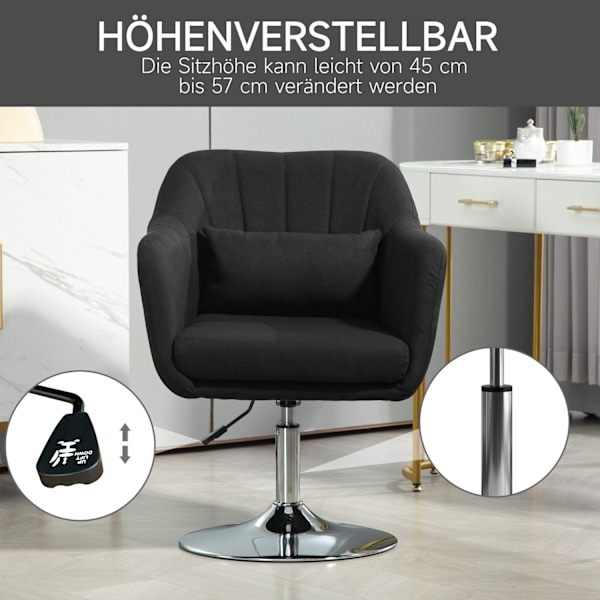 Rootz Swivel Office Stol - Højdejusterbar - Roterende lænestol - Maksimal komfort - 60 cm x 60 cm x 79-91 cm - Sort