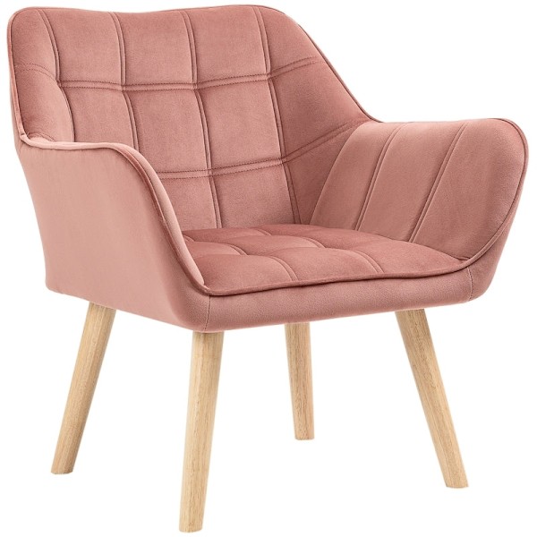 Rootz Scandinavian Style Lounge Chair - Stoppad stol - Lässtol - Gummiträben - Sammetsyta - 67cm x 61,5cm x 71cm