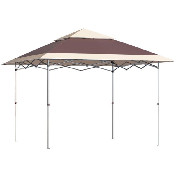 Rootz Gazebo - Juhlateltta - Puutarhahuvimaja - Juhlamaja - Pop UP -teltta - Teräs/Oxford-kangas - Tummanruskea/Khaki - 3,6 L x 3,6 L x 2,98 K m