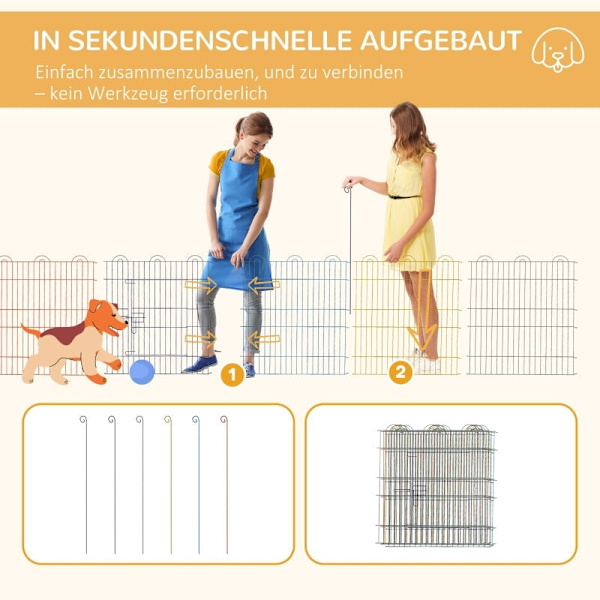 Rootz Outdoor Run Puppy lekhage - Mångsidig Pet Pen - Puppy Play Yard - Slitstark metall - Enkel installation - Färgglad - Ø120 x 60H cm