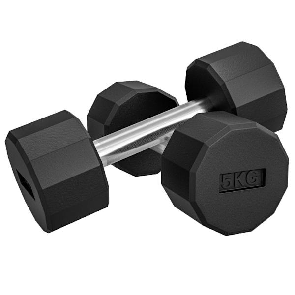 Rootz Square Hantlar Set - Icke-rullande hantlar - Gummibelagd - Metallkärna - Halkfritt handtag - Utrymmesbesparande - 25L x 9,5W x 9,5H cm