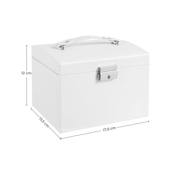 Rootz Smyckeskrin - Låsbar smyckeskrin - Smyckesskåp - Smyckeförvaring - Smyckeskåp - Smyckeskåp - Smyckesfodral - Polyuretan - MDF - Vit - 17,5 x 13,