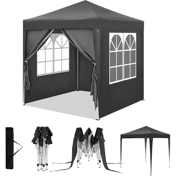 Rootz Garden Gazebo - Utomhustak - Solskydd - UV-skydd - 2m x 2m x 2,4m - Metallram - 210D Oxford-tyg
