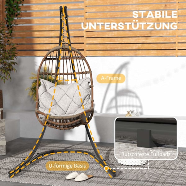 Rootz Hanging Chair C -Shape Metal Stand - Hornstick Frame - Hanging Restoring Frame - Stabilitet - 154 cm x 134 cm x 221cm