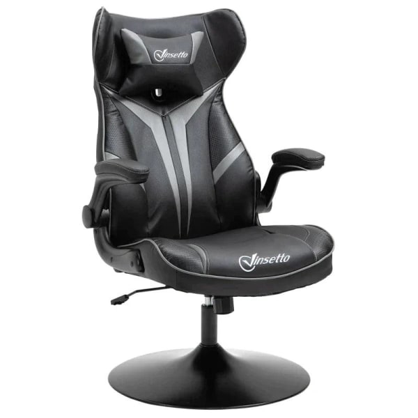 Rootz Gaming Chair - Kontorsstol - Fuskläder - Justerbar huvudkudde - Grå/svart - 67 cm x 75 cm x 112 cm