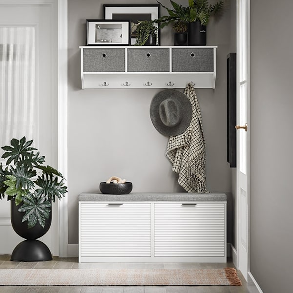 Rootz Shoe Opbevaringsbænk - Skoskab med sæde - Entryway Organizer - Pladsbesparende design - Komfortable siddepladser - Holdbar MDF-konstruktion - 10