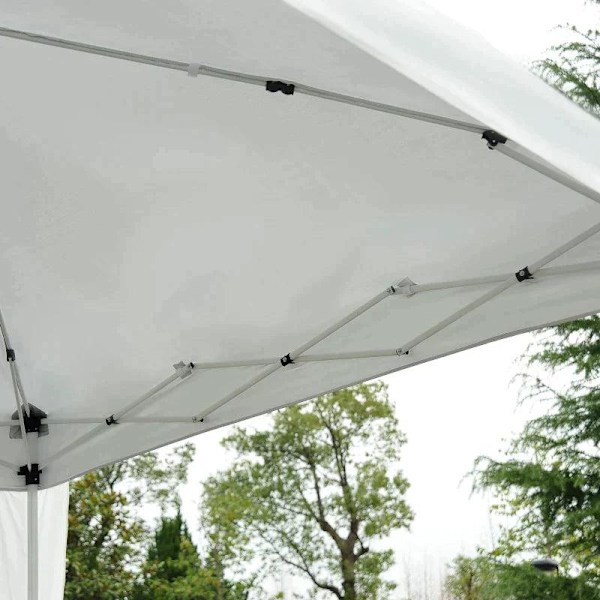 Rootz Folding Gazebo - Folding Pavilion - Folding Tent - Party Tent - Steel White - 2.4x2.4m