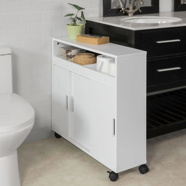 Rootz Ny version Toiletpapirrulleholder til badeværelse - Opbevaringsskab til badeværelset Skab på hjul