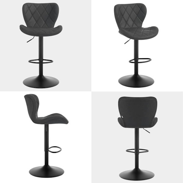 Rootz Barpall - Snurrstol - Bänkstol - Högkvalitativt konstläder - Justerbar höjd - 47 cm x (89-109,5 cm) x 54 cm