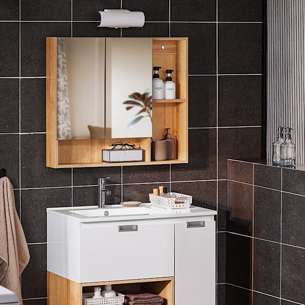 Rootz Wall Cabinet Mirror Door - Wall Storage - Justerbar hylde - Rumbesparende - 80x70x13cm