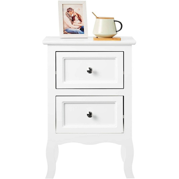 Rootz White Sängbord - Nattduksbord - Förvaringsskåp - Gott om förvaringsutrymme - Elegant design - Hållbar - 40cm x 60cm x 30cm