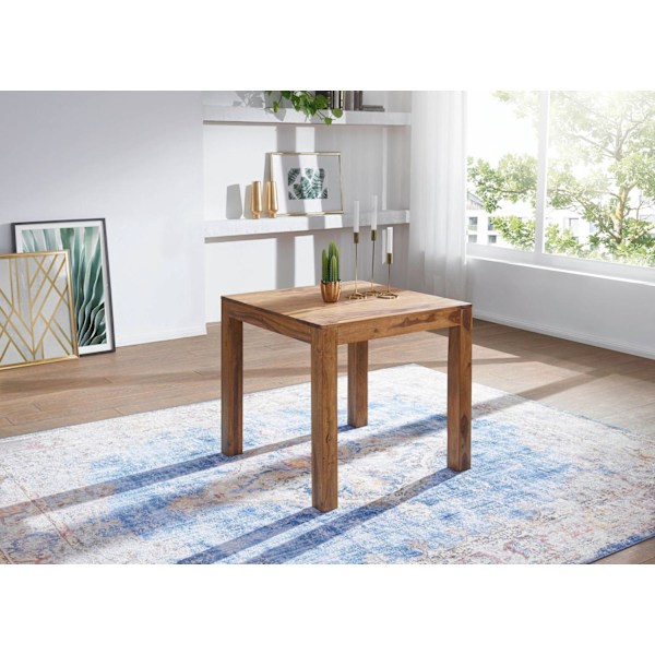Rootz spisebord massivt træ sheesham 80 cm spisebord træbord design køkkenbord i landlig stil mørkebrun