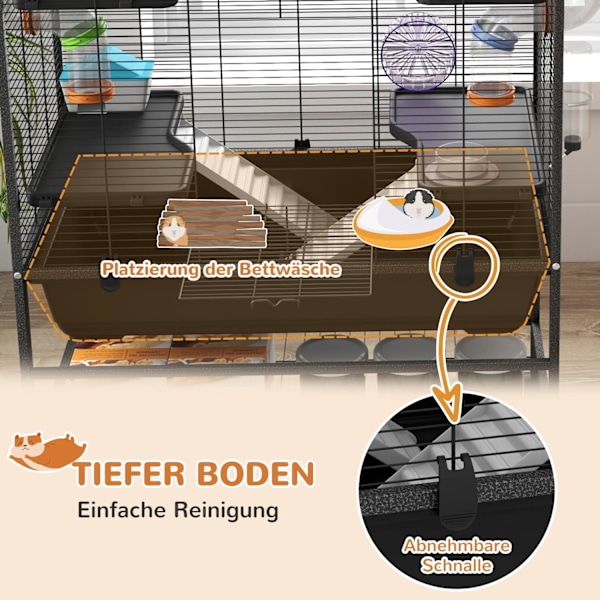 Rootz Hamster Cage putkilla - Jyrsijätalo - Pienin eläinten elinympäristö - Liikunta hauskaa - 109 cm x 82 cm x 46 cm, musta