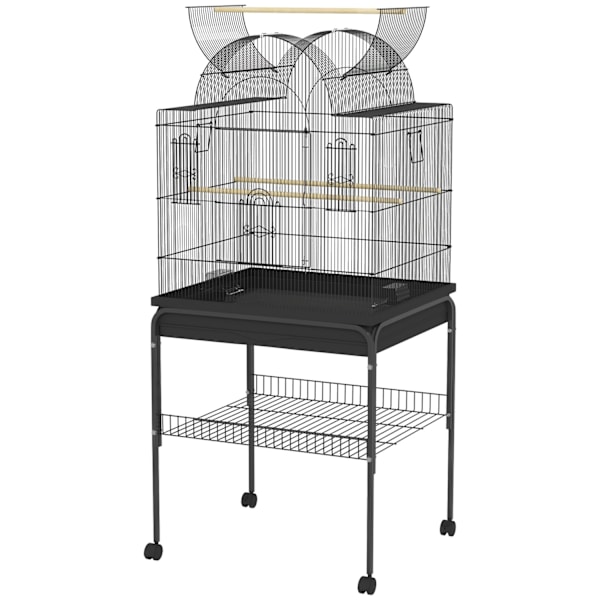 Rootz Mobile Bird Cage - Kanarian ja budgie -elinympäristö - Kestävä metalliverkko - Sileä liikkuvuus - 63 cm x 53cm x 144 cm