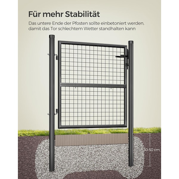 Rootz Grey Garden Gate - Entrédörr - Säkerhetsstaket - Galvaniserat stål - Enkel installation - Väderbeständig - 106cm x 100cm x 150cm