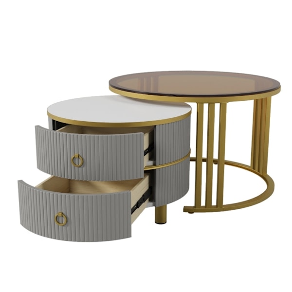 Rootz 2-i-1 sofabordssæt - Moderne møbler - Elegante borde - Rigelig opbevaringsplads - 70 x 70 x 45 cm & 50 x 50 x 40 cm