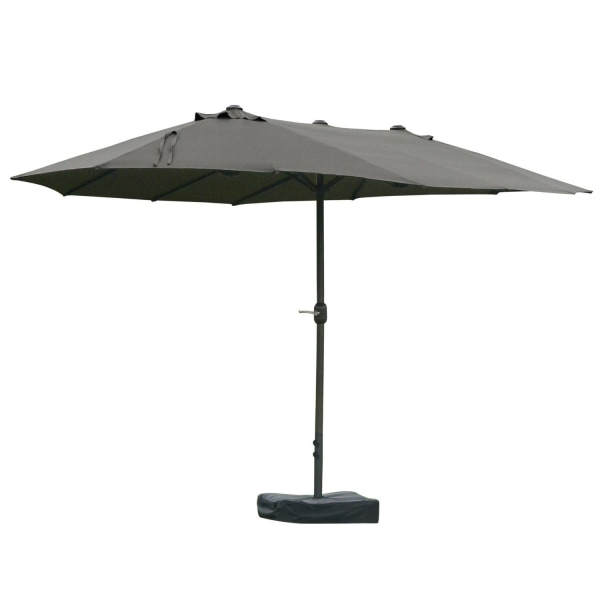 Rootz Parasol med Parasol Stand - Grå - Stål, Polyester, Abs - cm x cm x 94,48 cm