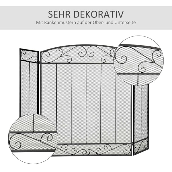 Rootz Western Fireplace Guard - Brandskärm - Brandskydd - Robust stålram - Elegant rankmönster - 105 cm x 1,6 cm x 80,5 cm