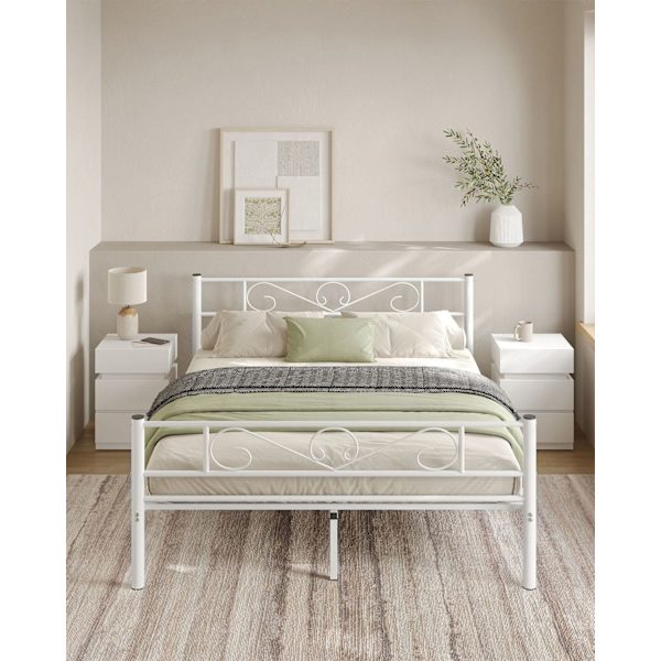 Rootzin valkoinen metallisängyn runko - King-size-vuode - jauhemaalattu runko - Heavy Duty - 207,6 cm x 161,8 cm x 86,4 cm