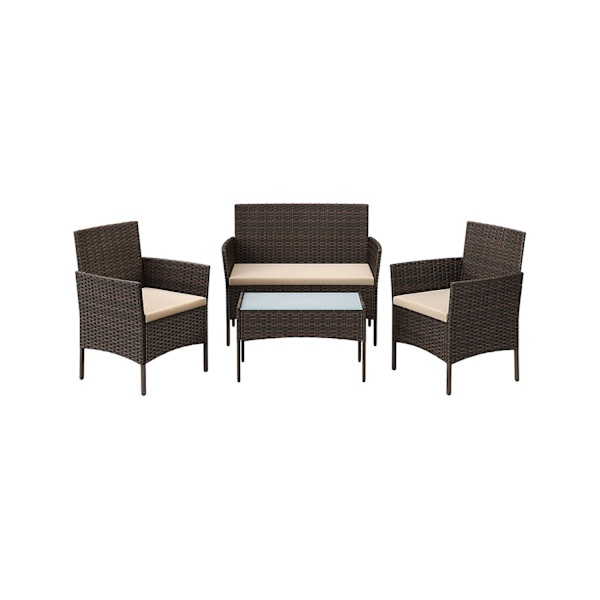 Rootz 4-delad balkongmöbelset - Uteplatsset - Trädgårdsstolar - Terrasssittgrupp - Galvaniserad metallstomme - PE Polyrattan - 56,5cm x 54,5cm x 81,5c