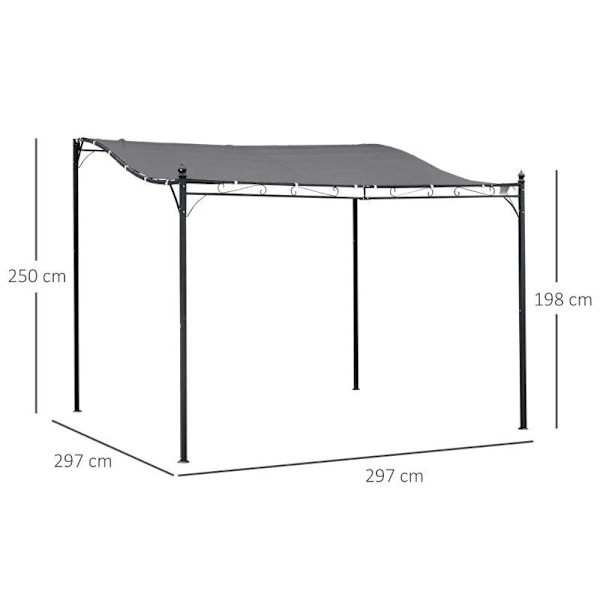 Rootz Gazebo - Pergola Gazebo - Gazebo Canopy-tält - Metall - Polyester - Grå - 297x297cm