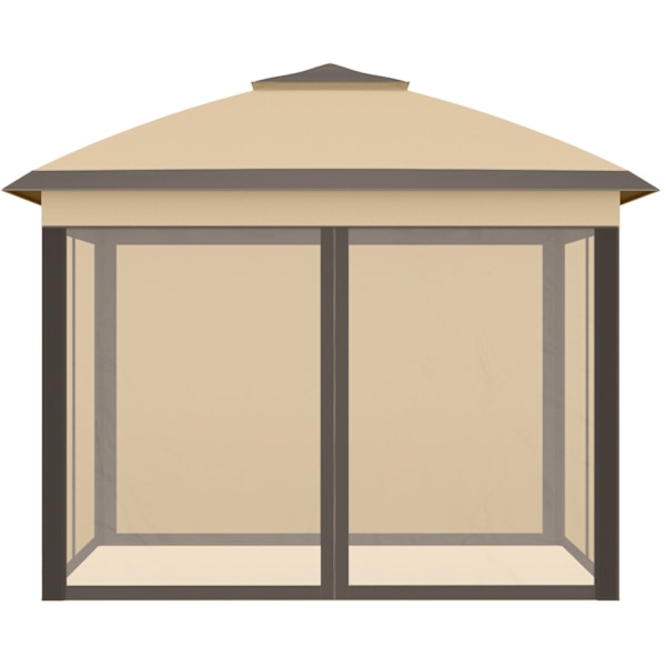 Rootz Folding Gazebo - Garden Gazebo - Metal Pavilion - Mesh Gardiner - Dräneringssystem - 330L X 330W X 288H CM - Brunt