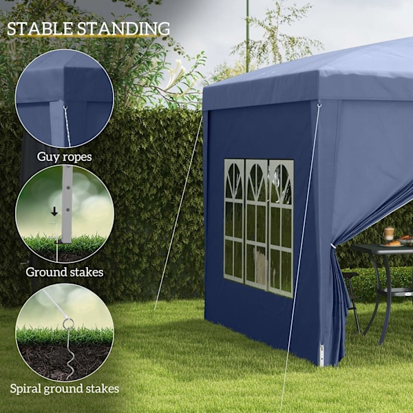 Rootz Pavilion Gazebo - Trädgårdstält - Pop-Up Shelter - Vattentät & UV-skydd - 2,95 m x 2,95 m x 2,58 m - Bärbar med bärväska