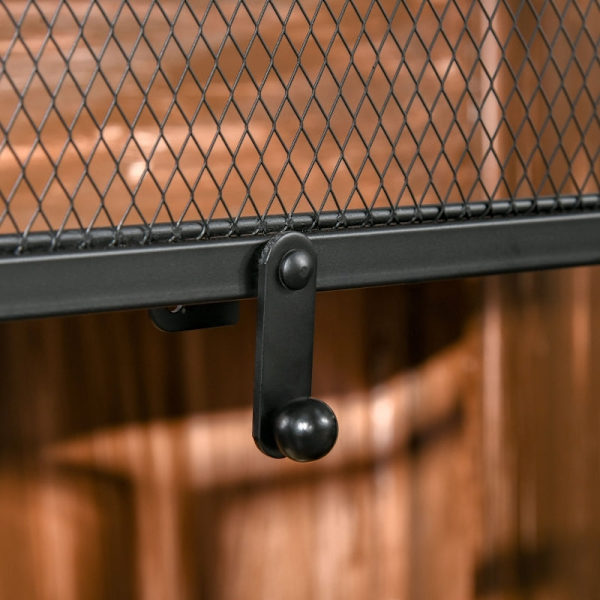 Rootz Spark Protection Grille - Pejsskærm - Brandskærm - Foldbar - 3-delt design - 120 cm x 79 cm - Sort metal