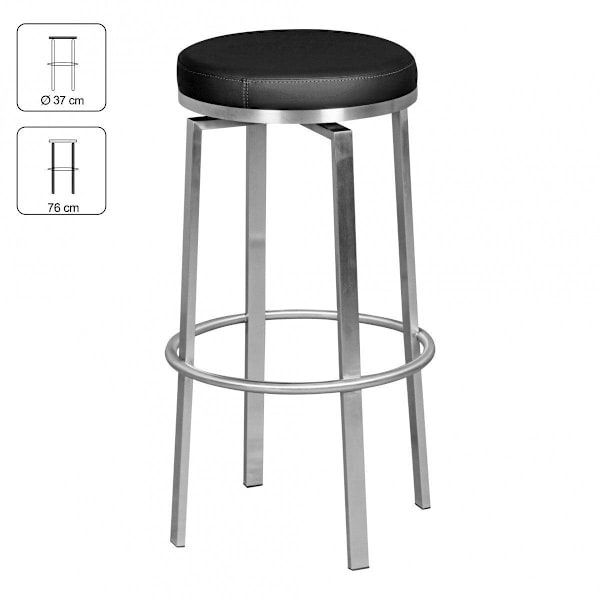 Rootz Durable M8 - Barstol rustfrit stål sort - Barstol moderne - Bordskammel med ben - Drejelig design skammel