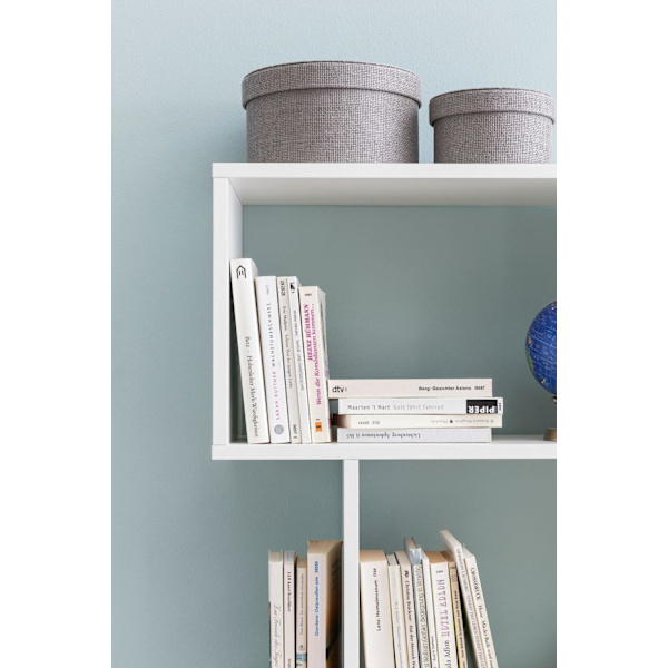 Rootz reol 70 x 23,5 x 190,5 cm hvid - Standhylde 6 rum - Lille design kommode - Moderne arkivhylde Spånplade Fritstående - Opbevaringshylde Åben