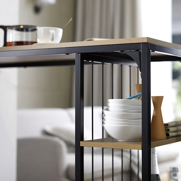 Rootz Modern Bar Bord - Køkkenbord - Spisebord - Industrielt design - Rummelig opbevaring med 3 hylder - Robust metalramme - Ridsefaste gulvbeskyttere