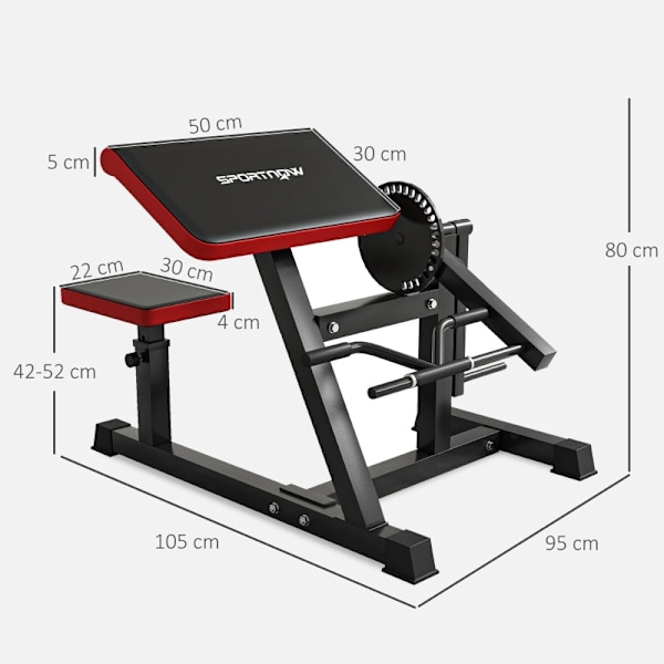 Rootz Curl Bench Machine - Bicep Curl Station - Triceps Extension - Anpassningsbar träning - 25 vinkelinställningar - Viktplattor - Kompakt design - 1