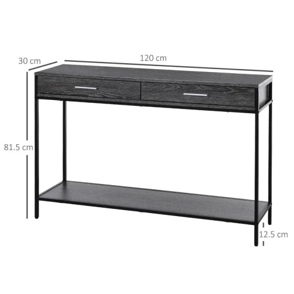 Rootz Console Table - Entrance Table - Side Table - Table - 2 Drawers - Grey - 120 x 30 x 81.5 cm