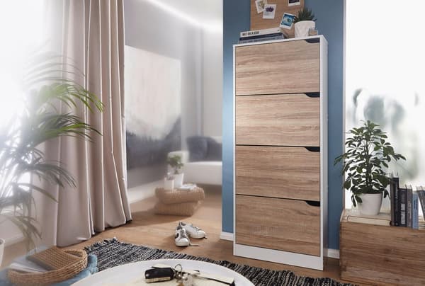 Rootz skoskab med 4 rum til sammenfoldelig skokommode 150 cm skohylde til 24 par sko kommodesko moderne tipper