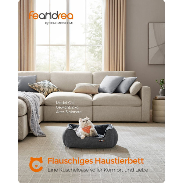 Rootz Dog Bed - Lemmikin sänky - Pehmustettu matto - Pellavajäljitelmä - Pehmopehmuste - Liukumaton kangas - 60 cm x 50 cm x 21 cm
